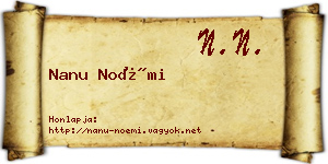 Nanu Noémi névjegykártya
